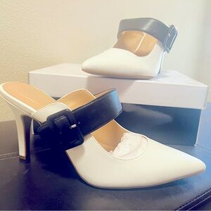 Alfani Black and White Stiletto Mule NIB-size 10